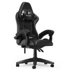 BIGZZIA Siège gaming Pivotant - Chaise gaming de bureau avec coussin et dossier - Accoudoirs Réglables - Ergonomique - Noir