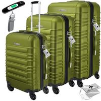 Valise Trolley Rigide Travelhouse - Coque Aluminium, 4 Roues, TSA, Garantie 3 Ans (Set S+M)