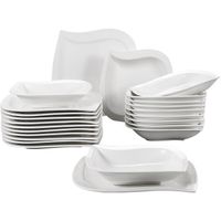 6 Assiettes Plates Carrées MALACASA Flora - Porcelaine Blanche 26cm, Micro-ondes Et Lave-Vaisselle