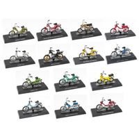 Véhicule miniature - Lot de 14 cyclomoteurs italiens, échelle  1:18 (sur socle de 17cms de long) - LMB1