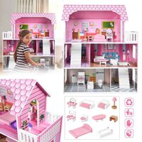 Maison de poupée en bois LILIIN - 3 niveaux - Accessoires inclus