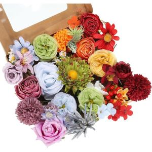 FLEUR ARTIFICIELLE Artificielle Fleurs Combo Boîte Ensemble, Soie Mix Fausses Fleurs Avec Tiges Faux Fleurs Pour Diy Bouquets Décoratif Couronne[J8442]