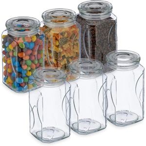 Set de bocaux de conservation carrés avec couvercle 1800 ml (2 pièces) en  verre borosilicaté soufflé à la bouche, empilables et hermétiques, boîtes  de