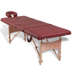 TABLE DE MASSAGE - TABLE DE SOIN Table pliable de massage Rouge 4 zones avec cadre en bois Dilwe7407563585310