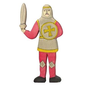 FIGURINE - PERSONNAGE Figurine Chevalier Combattant Rouge HOLZTIGER - Jouet en bois peint à la main pour enfant de 3 ans et plus