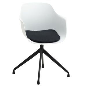 CHAISE Chaise de salle à manger pivotante IRIDA, fauteuil de bureau design, en plastique blanc et piètement en métal noir