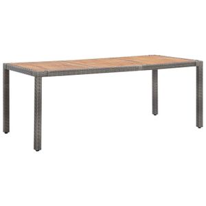 TABLE DE JARDIN  Table de jardin Gris 190x90x75cm Résine tressée et acacia