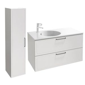 MEUBLE VASQUE - PLAN Pack meuble simple vasque 80 cm JACOB DELAFON Odéon Rive Gauche 2 tiroirs blanc + colonne gauche