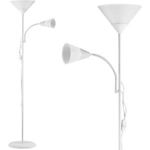 LAMPADAIRE monzana Lampadaire simple avec liseuse 'Alissa' Blanc hauteur 175 cm Lampe orientable sur pied Éclairage intérieur salon bureau