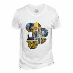T-SHIRT T-shirt Homme Col V Van Gogh Collage Moderne Art A