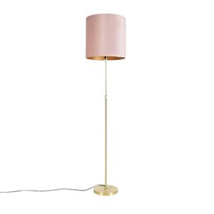 LAMPADAIRE Lampadaire or / laiton avec abat-jour velours rose 40/40 cm - Parte