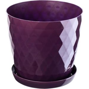 JARDINIÈRE - BAC A FLEUR Pots de fleurs en plastique TRAHOO - Pot de fleurs avec soucoupe intégrée - Rond - Violet - Avec réserve d'eau