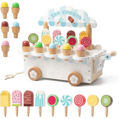 Glacier Jouet 72 Pièces – Marchande De Crème Glacée, Cornets, Tasses, Boules, Garnitures – Jeu De Rôle, Cadeau Filles Garçons 3-5 Ans