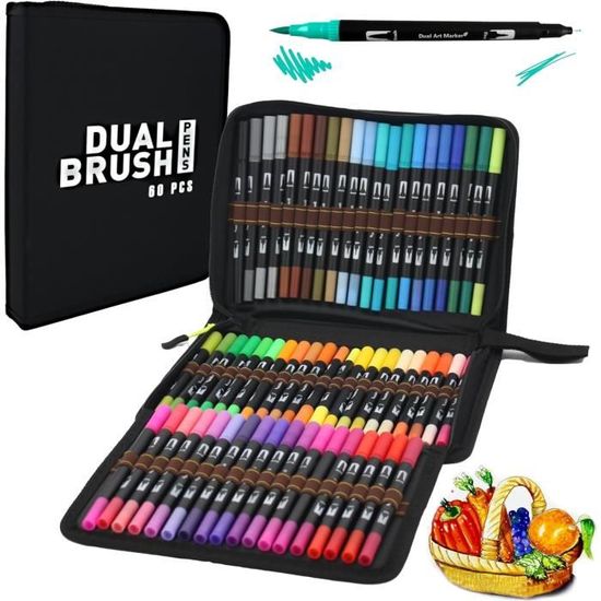 Marqueur Acrylique Feutres Acryliques Zenacolor 72 Couleurs - Double Pointe Fine/pinceau Pour Dessin Et Customisation Feutres Double Pointe