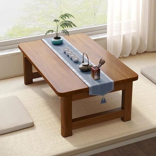 Table Basse Pliable,Table Basse En Bambou De Style Japonais,Table  D'Extrémité De Table De Salle À Manger Pliante,Table D'[u12404] - Cdiscount  Maison