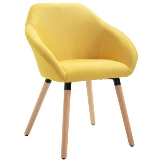 Home® Chaise de Salon Scandinave - Chaise de salle à manger - Fauteuil Chaise de cuisine Chaise à dîner Jaune - Tissu 7020
