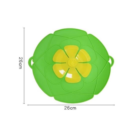 Couvercle Anti-Débordement Silicone 26 Cm Multifonction – Gris Motif Fleur De Menthe, Pliable Et Pratique Pour Casserole