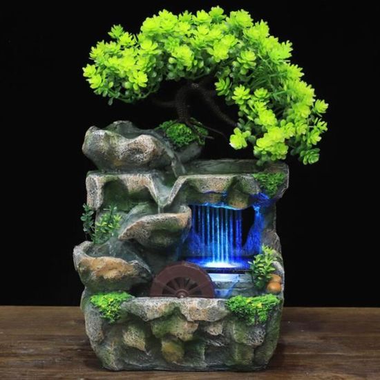 Fontaine D'intérieur Cascade Zen - Sans Lumière, Résine | 20x28cm, Pompe Silencieuse 220V