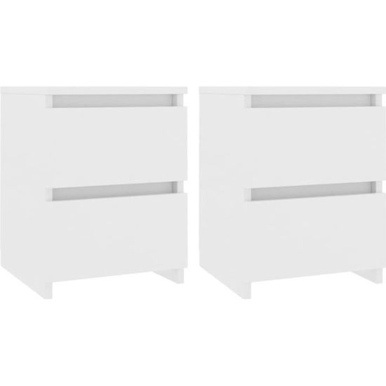 (831907) Meilleures Mobiliers - Lot de 2 Tables de chevet Décor - Blanc - 30x30x40cm
