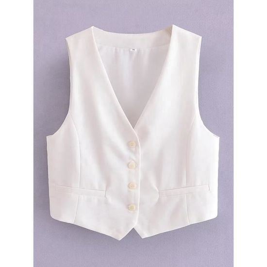 Débardeur (singlet) Femme "Biggie" - Coton Blanc - Taille M (34" Poitrine) - Marque Funky Queen - Neuf Avec étiquettes