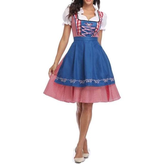 Chemisier Dirndl Femme Dentelle Bavaroise - Manches Courtes, Col En V - Pour Costume Oktoberfest, Mariage