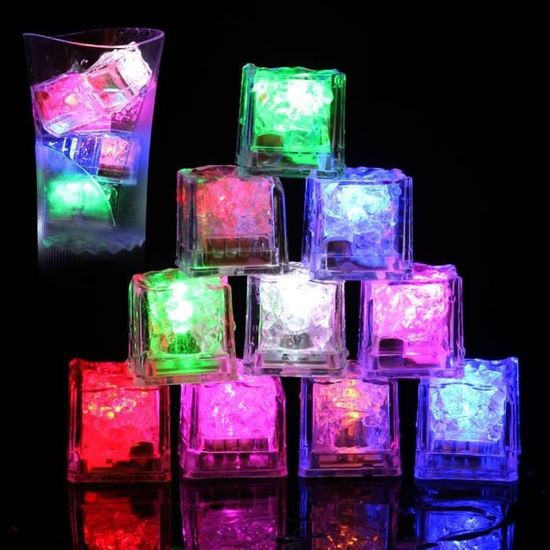 Lot De 12 Glaçons Lumineux Pour Boissons - LED Multicolores - Pour Fête