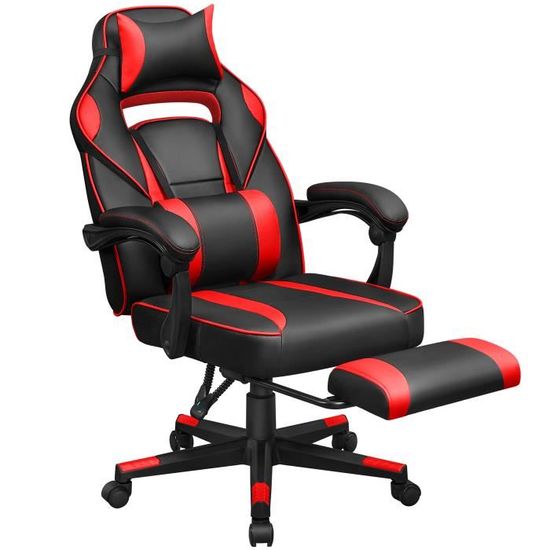 Gaming chair chaise de bureau, repose-pieds, hauteur réglable, angle  d'inclinaison ergonomique 90-135° Charge 150 kg Noir Bleu Moderne - Songmics