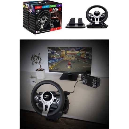 Volant et pédales de jeu Vidéo Race Pro Wheel 2 compatible Xbox Séries X|S PS4 PS3 SWITCH PC SPIRIT OF GAMER.+ Souris SF PORSCHE