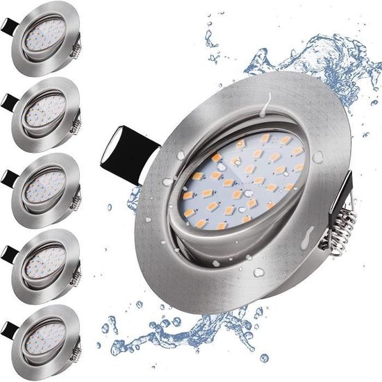 B.K.Licht Set De 12 Spots LED Encastrables Orientables 5W 460 Lm 90 Mm Ip23 Ultra Plats 24 Mm 68 Mm 3000k Blanc Chaud Nickel Mat Cri 80 230v 93207767