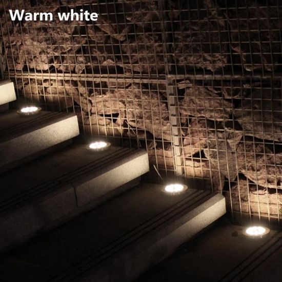 warm white-4leds 4pcs -LED Lumière De Chemin Solaire 4-8-12-16-20 ÉNERGIE solaire LED Lumières Enterrées Lampe Au Sol Extérieur Chem