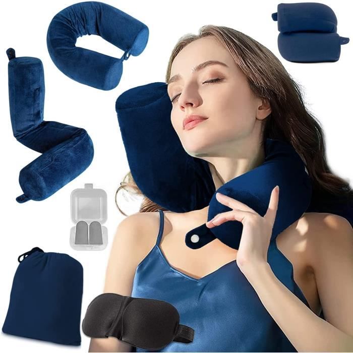 Coussin De Voyage 2-en-1 En Mousse à Mémoire De Forme – Oreiller En U Avec Support Dos Et Cou (Gris)