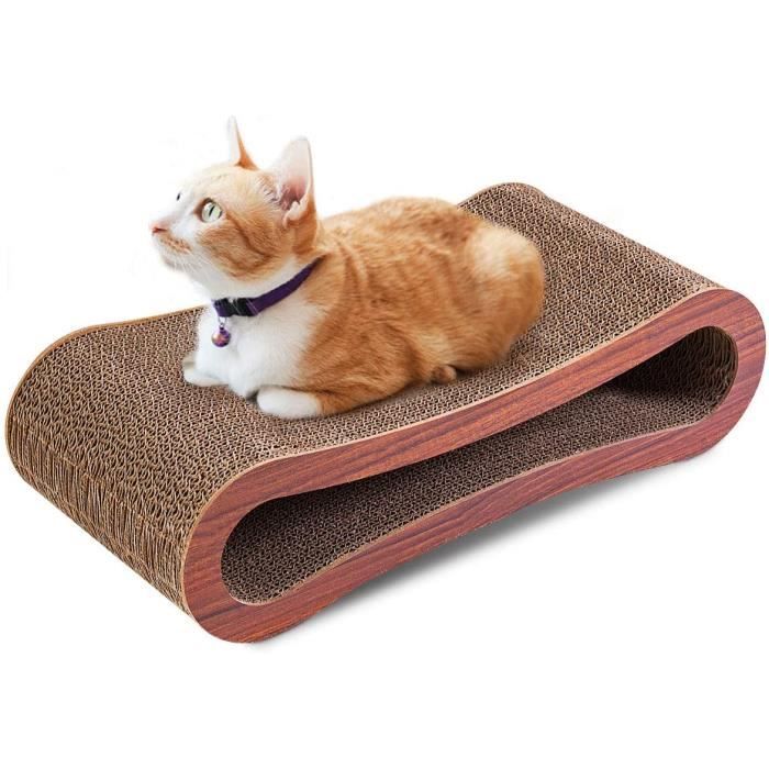 2 en 1 Grattoir pour Chats Amovible en Carton Ondulé Équipé Paquet d'Herbe Protection de Meuble,Chat Planche à Gratter/Jouer/Coucher
