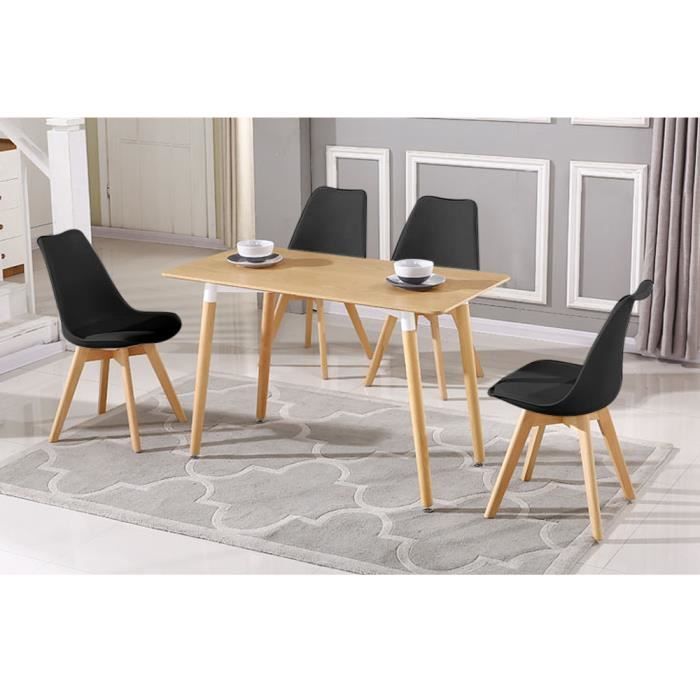 Table à Manger de 4-6 Personnes Scandinave avec Jambes Bois pour Salon Design Scandinave Moderne