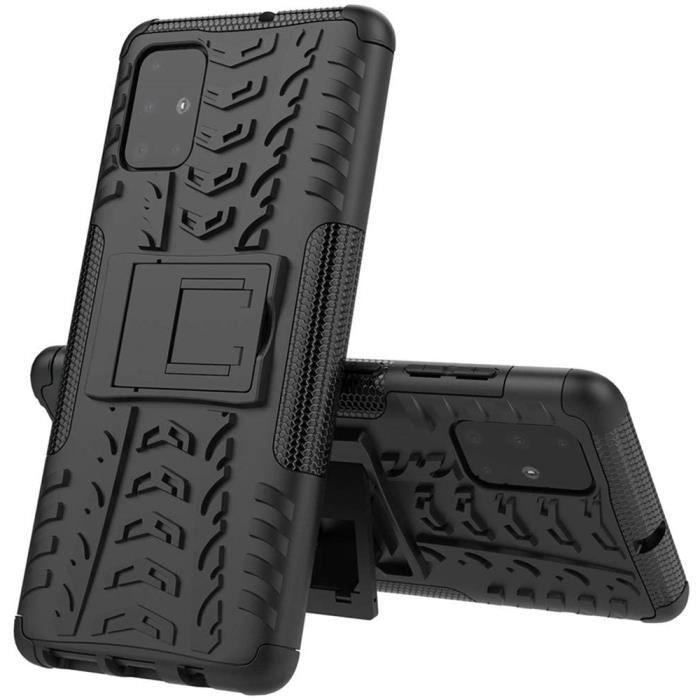 Coque Samsung Galaxy A51, Double Couche Silicone Antichoc Full Protection avec Support Housse Etui pour Samsung Galaxy A51 (Noir)