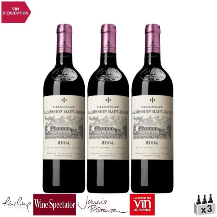 Château La Mission Haut-Brion Rouge 2004 - Lot de 3x75cl - Vin Rouge de Bordeaux - Appellation AOC Pessac-Léognan