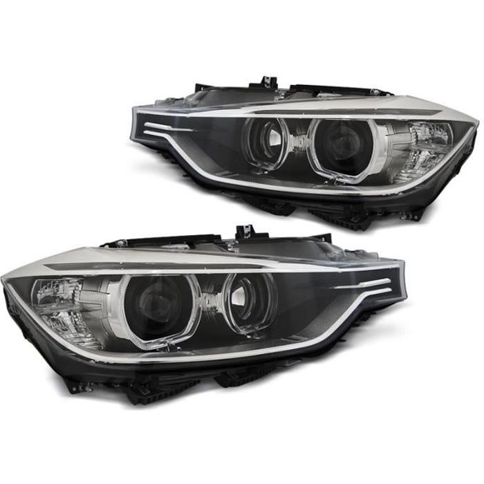 Paire de feux phares BMW serie 3 F30 - F31 11-15 angel eyes led noir (MH1)