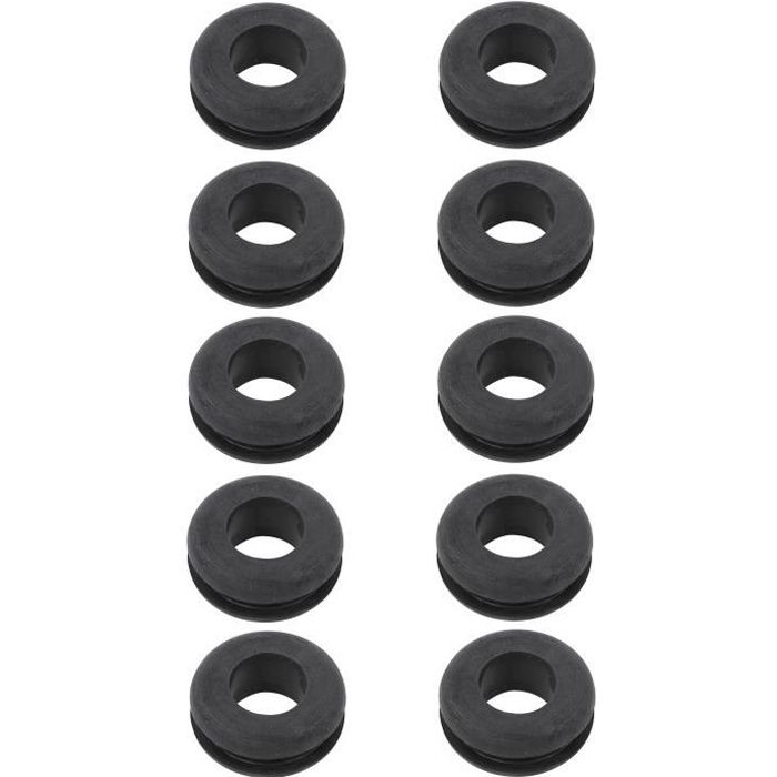 10x passe fil caoutchouc câble D1 = 12 d= 10 H1 = 4 attache rond encastrable bureau mural tube support noir
