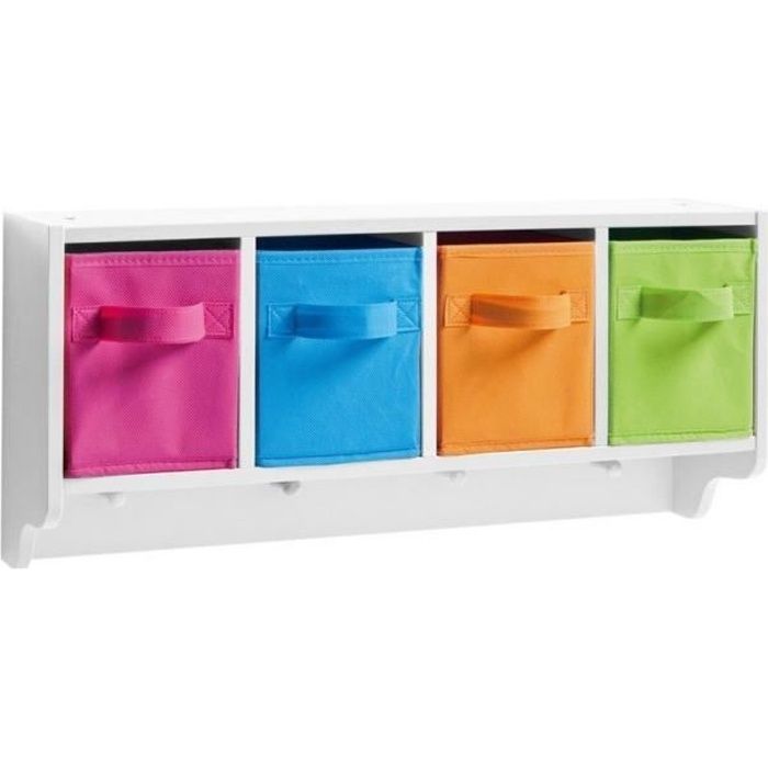 Porte-manteau mural enfant bois blanc Zeller