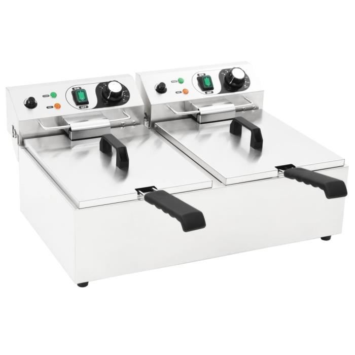 FRITEUSE ELECTRIQUE double électrique Acier inoxydable 20 L 6000 W