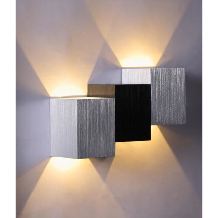 Oomom Appliques Murales Modernes Escalier Forme 6W Intérieur vers le Bas pour Salon Couloir Salle à Manger(Blanc Chaude,Corps Cube)