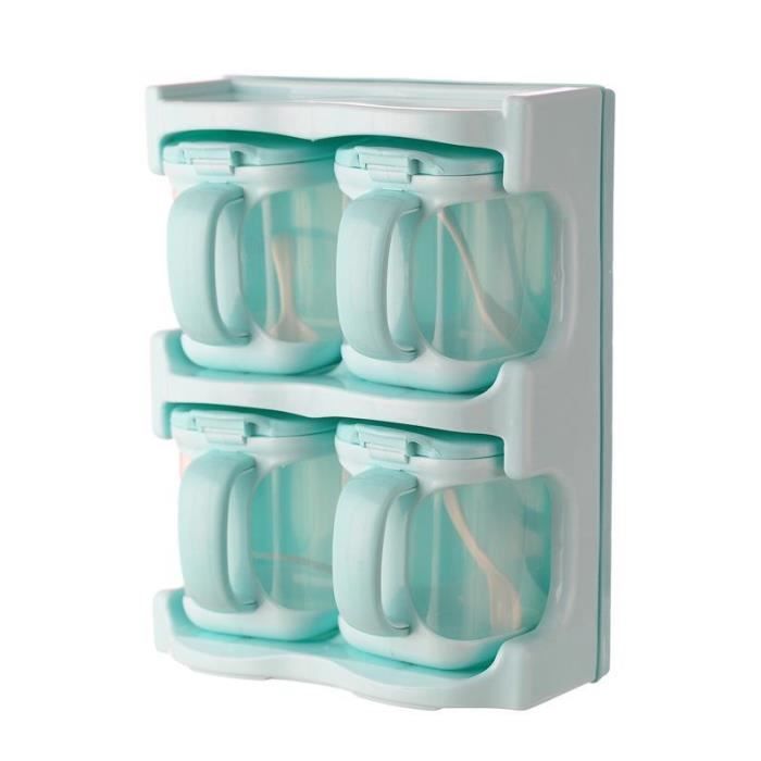 Pot a épices,Boîte d'assaisonnement en plastique, boîte à condiments support ustensiles de cuisine - Type 4 blue