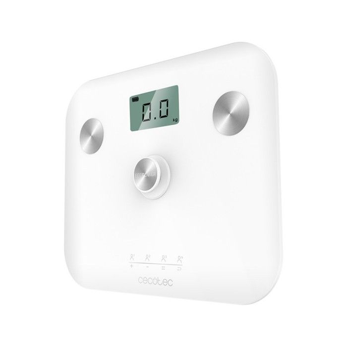 Cecotec Balance de salle de bain Surface Precision EcoPower 10100 Full Healthy White Avec bouton, surface en verre trempé de haute