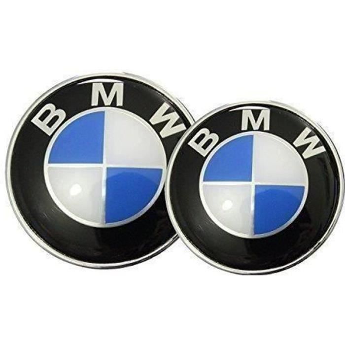 1 logo de capot 82mm BMW +1 logo de coffre 74mm de diamètre look classique neuf