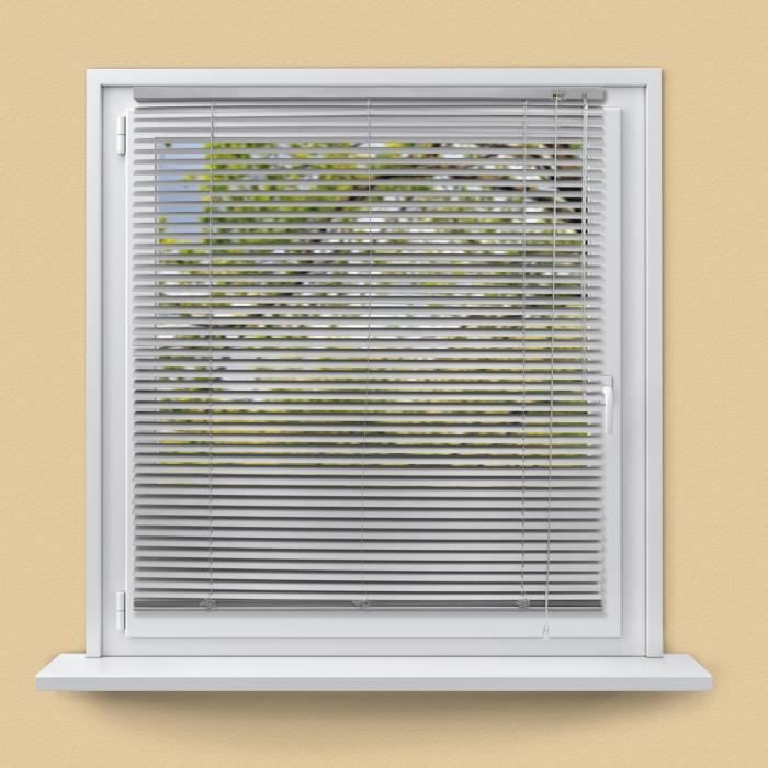 ECD Germany Store Vénitien Aluminium 120 x 220 cm - Argent - Ailettes en Aluminium - Protection Visible