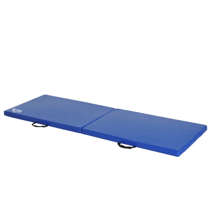 Tapis de gymnastique yoga pilates fitness pliable portable grand confort 180L x 60l x 5H cm simili cuir 180x60x5cm Bleu
