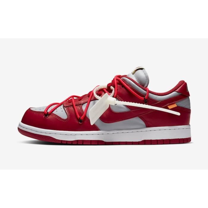 Basket Off-White x NIKEs Dunk Low TxT Chaussures de Running Femme homme Rouge blanc