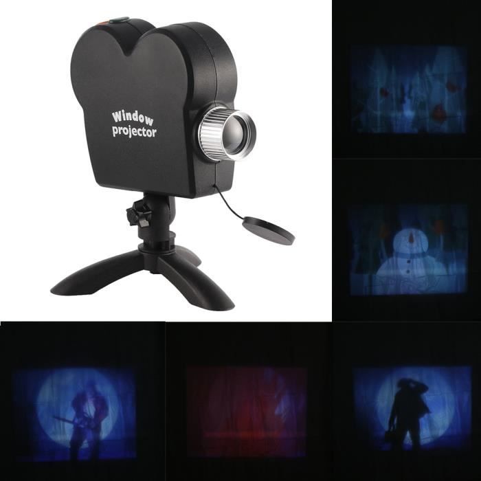 Projecteur De Fenêtre De Noël Halloween 12 Films Du Festival Led Eu Plug - Noir