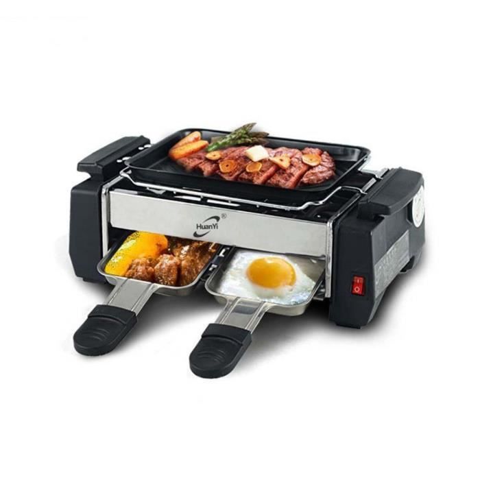 💐Barbecue familial antiadhésif haute puissance 1000W gril à raclette électrique gril sans fumée gril à raclette plaque de cuisson é