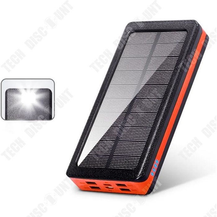 TD® Banque de puissance mobile extérieure de banque de puissance solaire de grande capacité 30000 mAh pour le camping étudiant