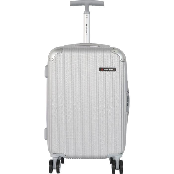 TRAVEL WORLD Valise cabine de week-end - 50 cm - Gris argenté